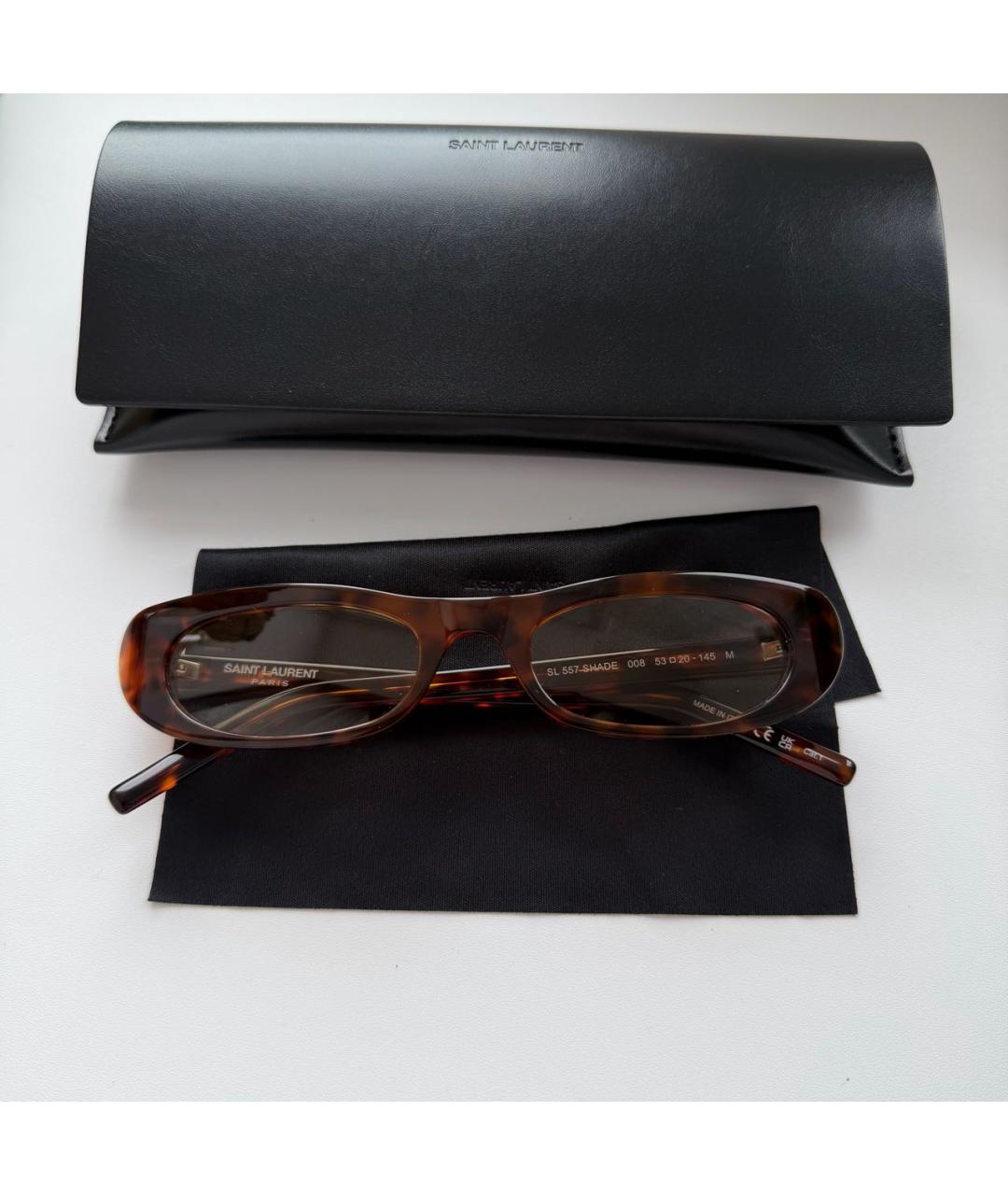 SAINT LAURENT Коричневые солнцезащитные очки, фото 3