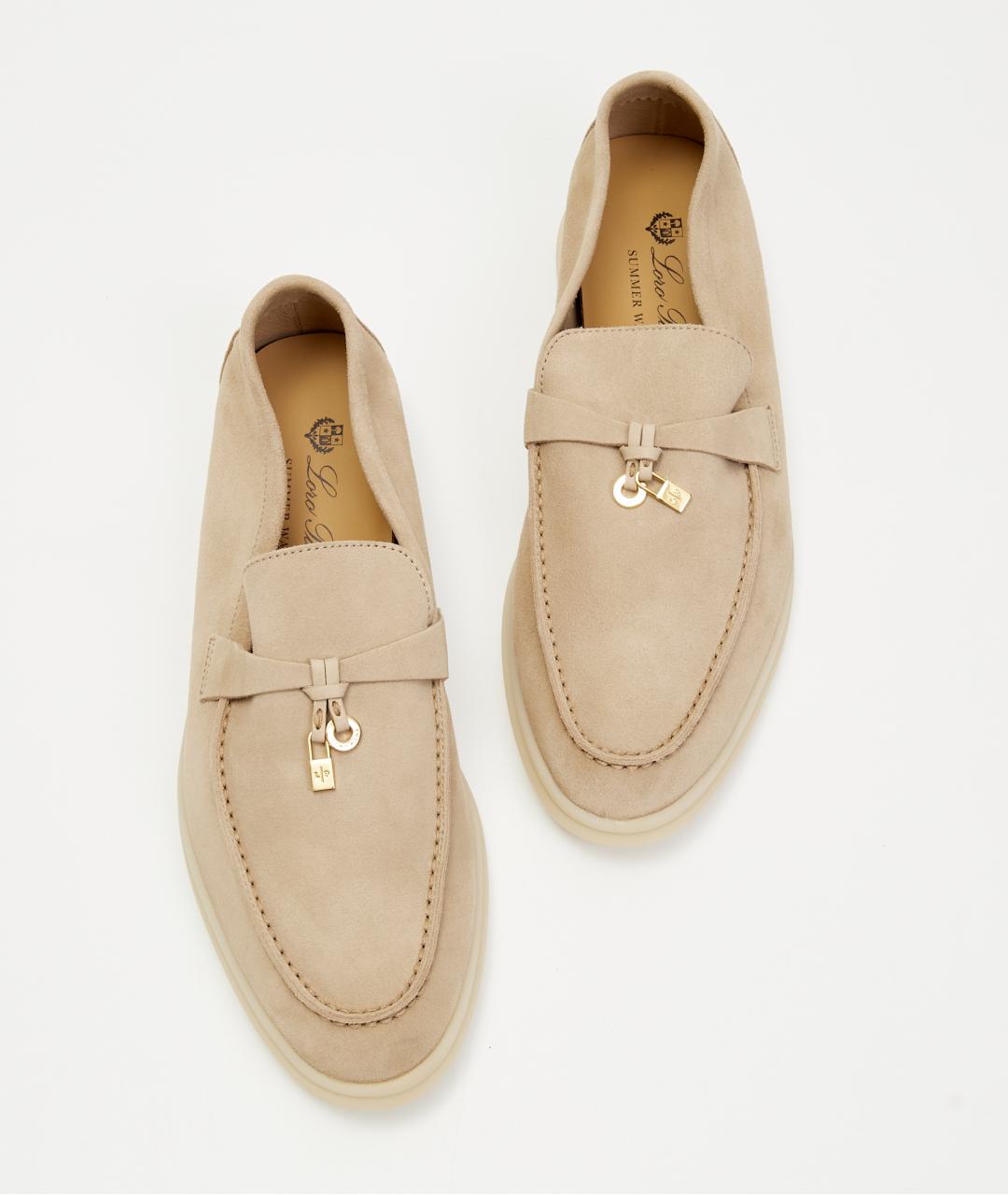 LORO PIANA Бежевые замшевые лоферы, фото 4