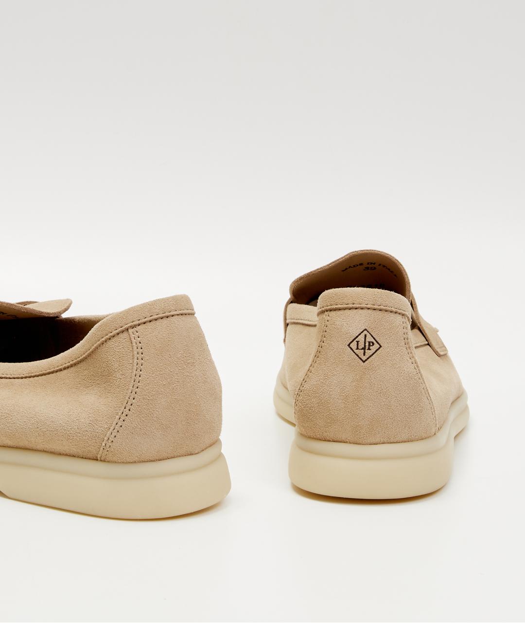 LORO PIANA Бежевые замшевые лоферы, фото 3