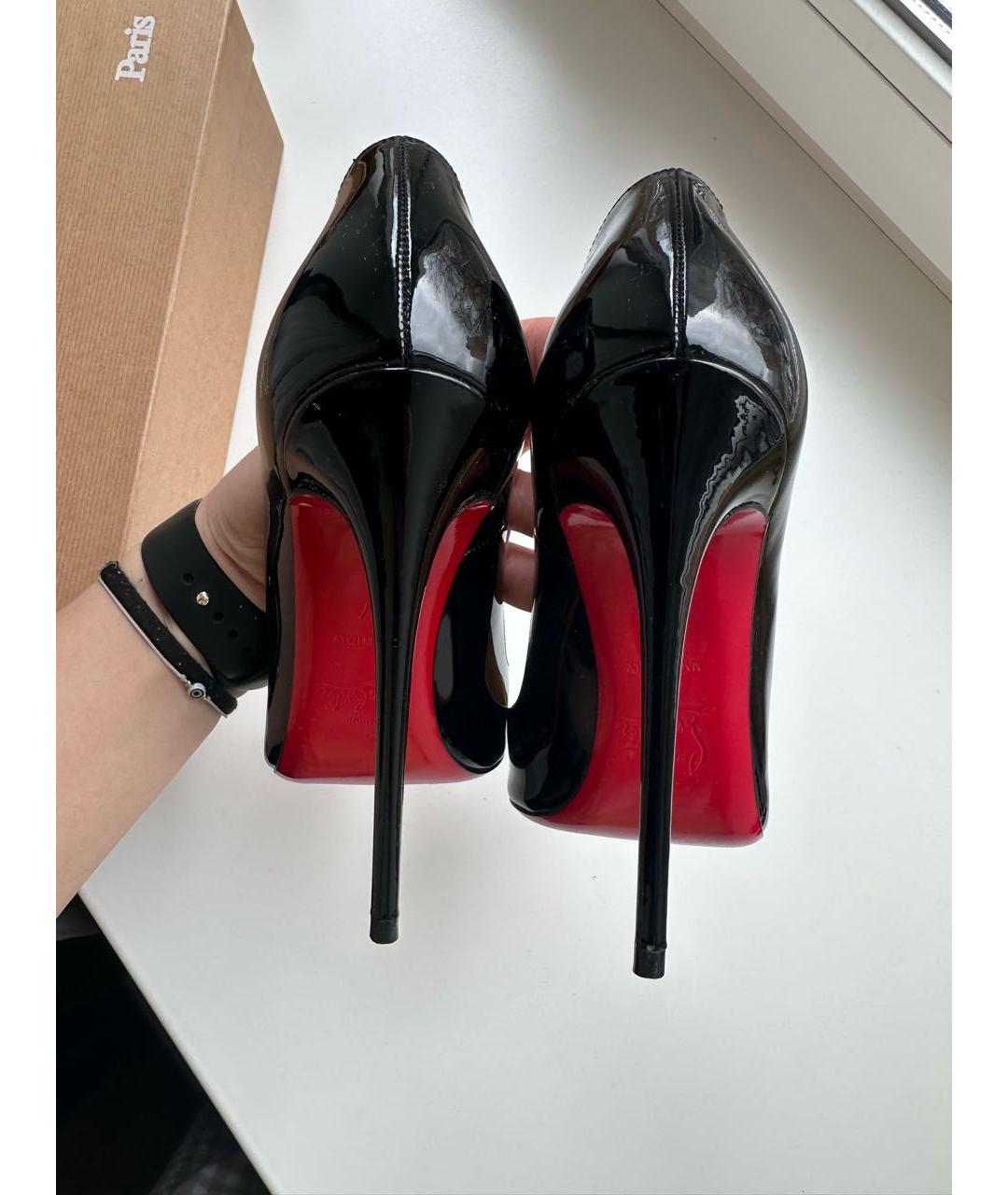 CHRISTIAN LOUBOUTIN Черные кожаные туфли, фото 4