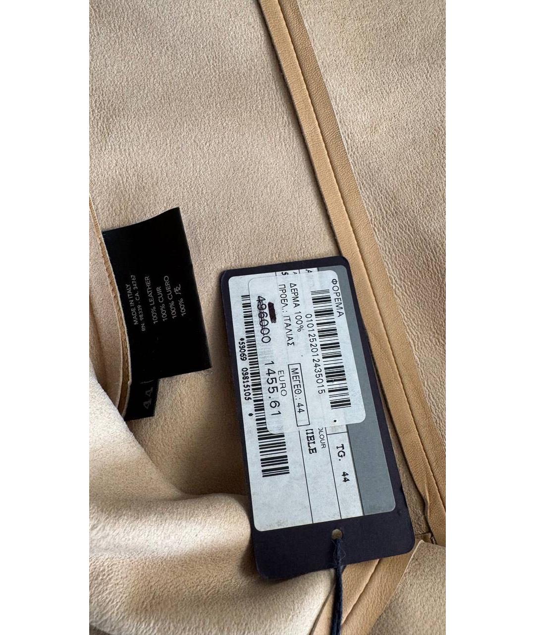 PRADA Бежевое кожаное повседневное платье, фото 4