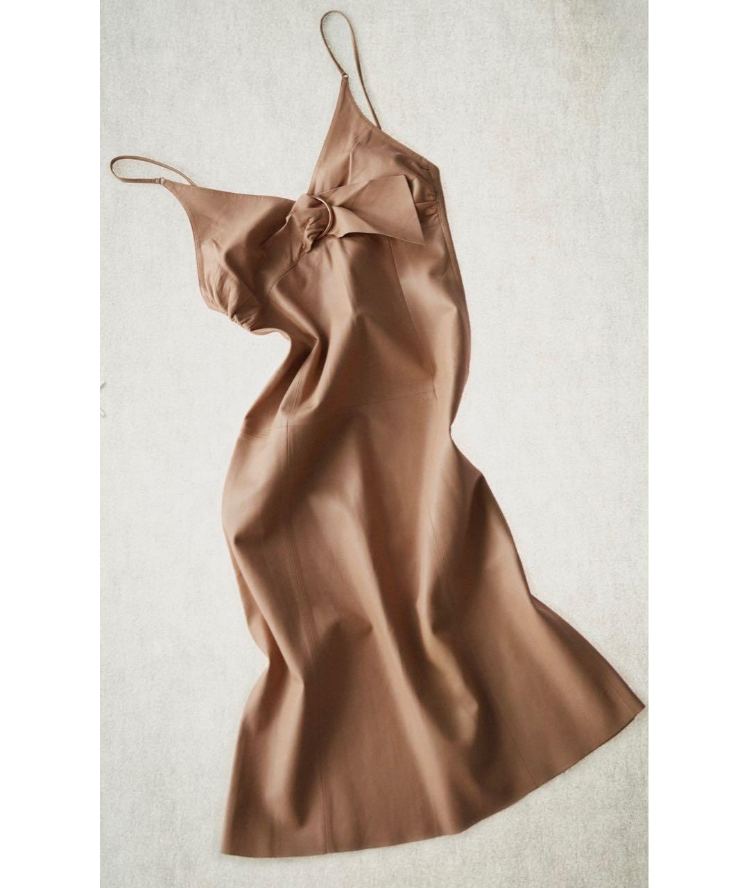 PRADA Бежевое кожаное повседневное платье, фото 6