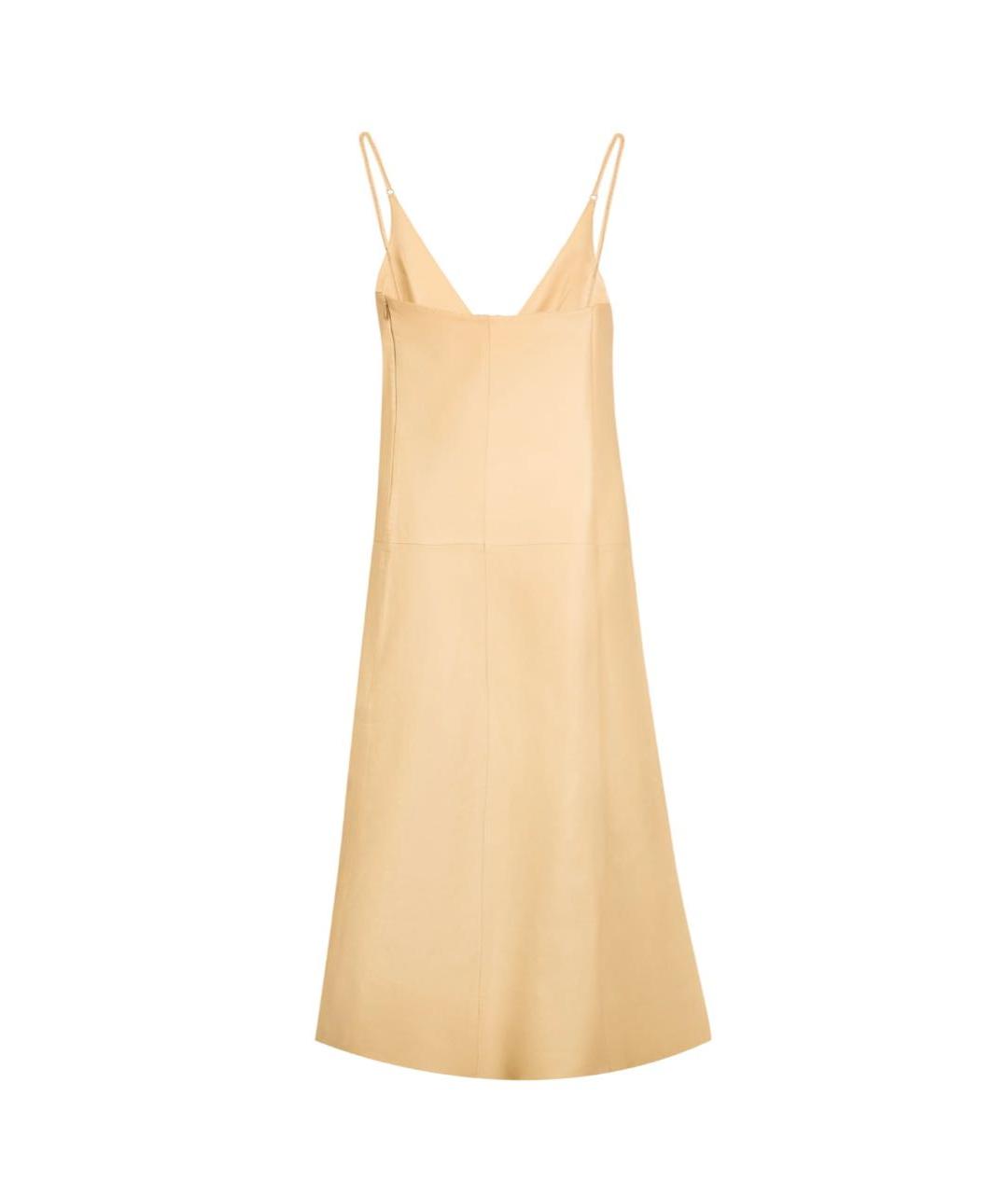 PRADA Бежевое кожаное повседневное платье, фото 2