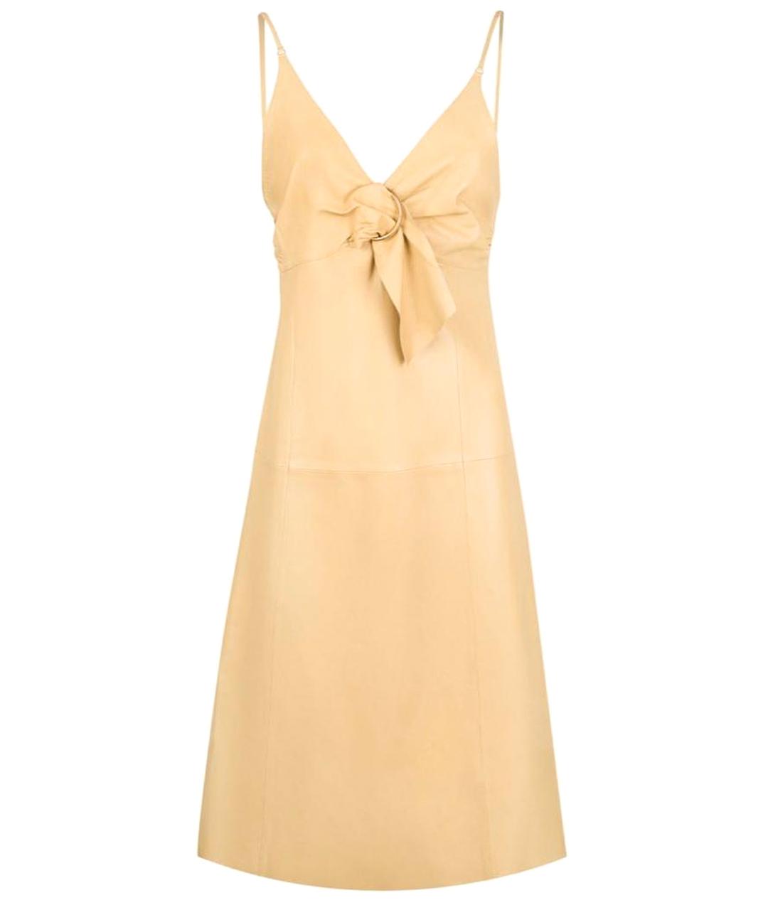 PRADA Бежевое кожаное повседневное платье, фото 1