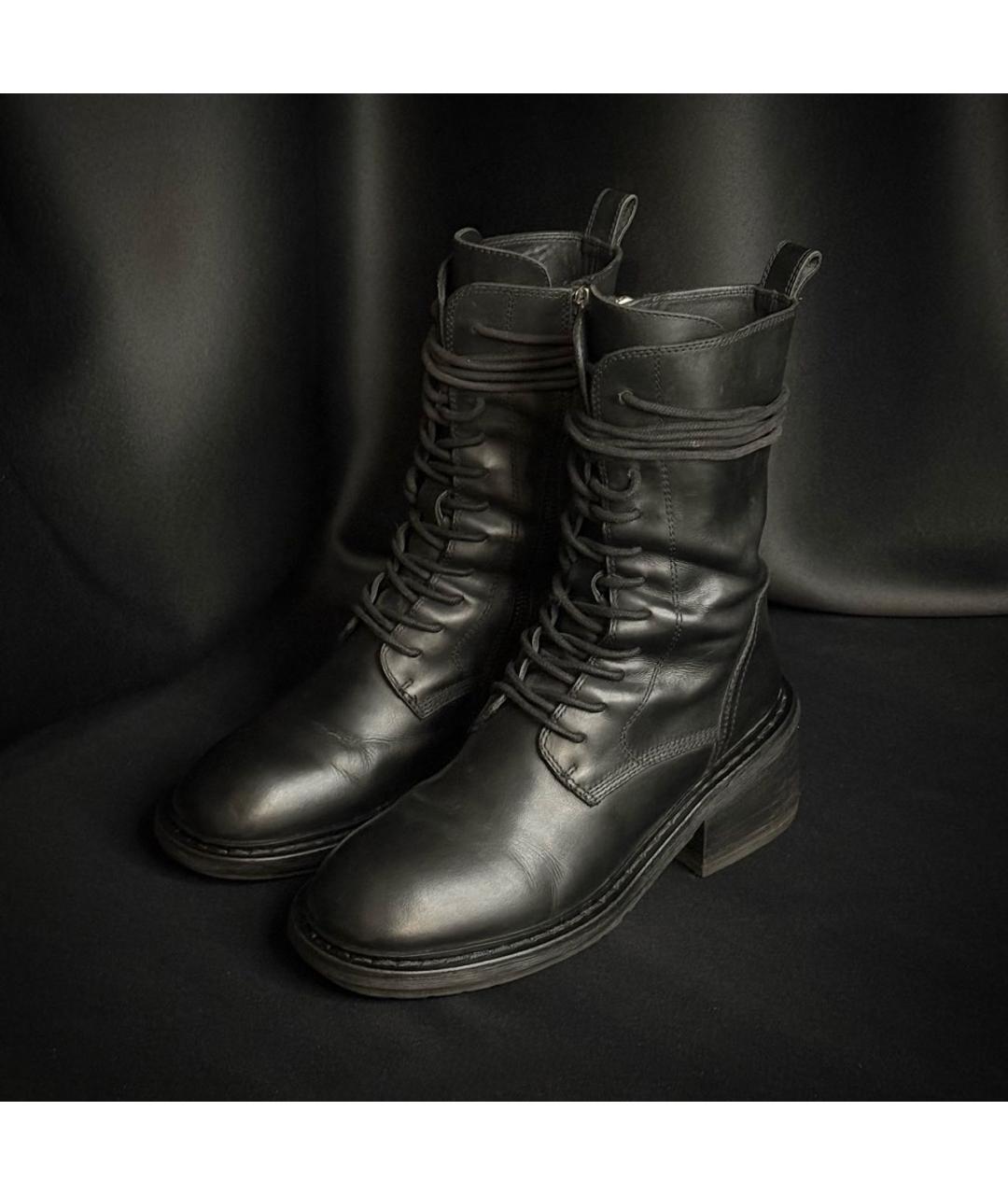 ANN DEMEULEMEESTER Черные кожаные ботинки, фото 2