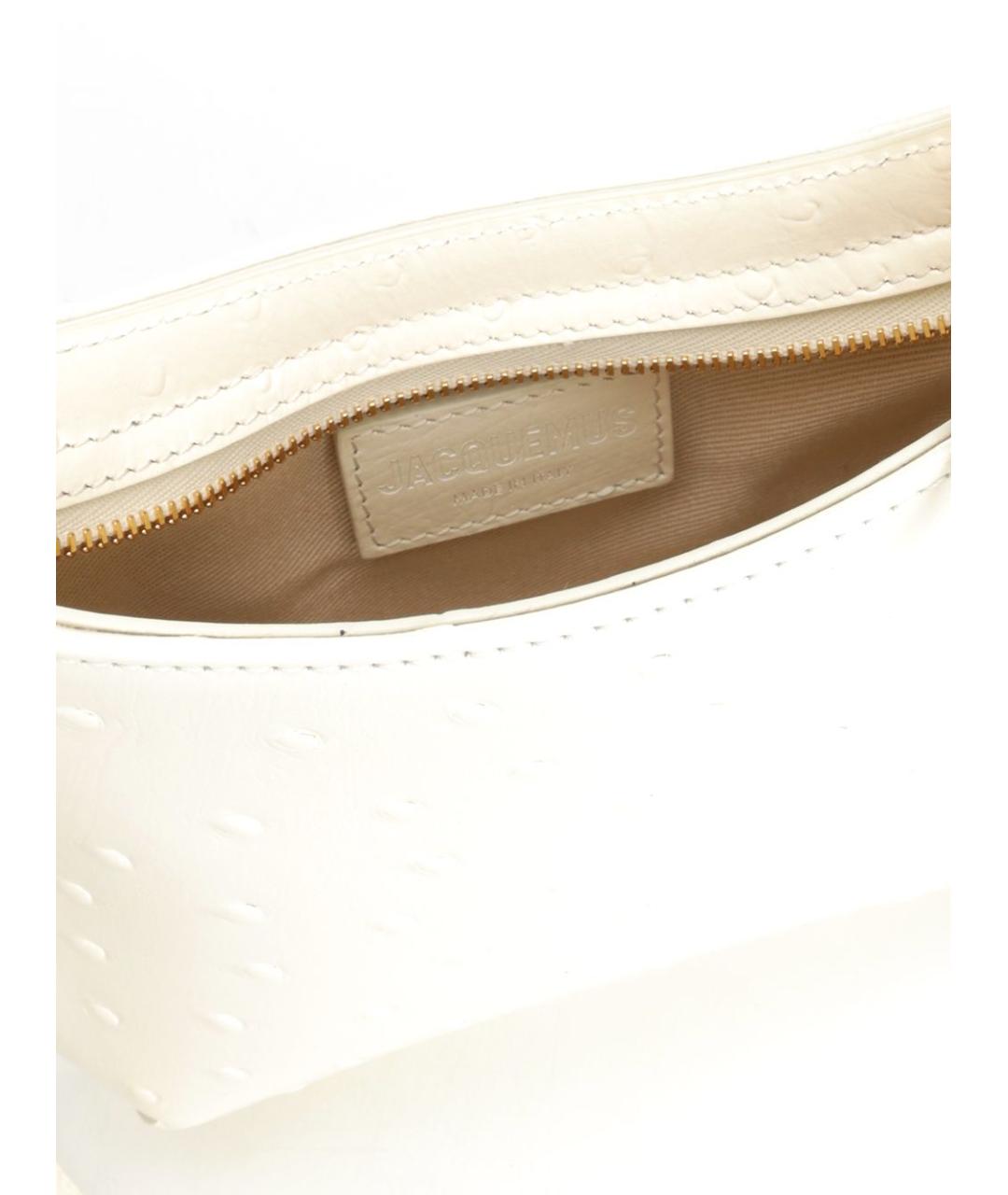 JACQUEMUS Белая кожаная сумка через плечо, фото 4