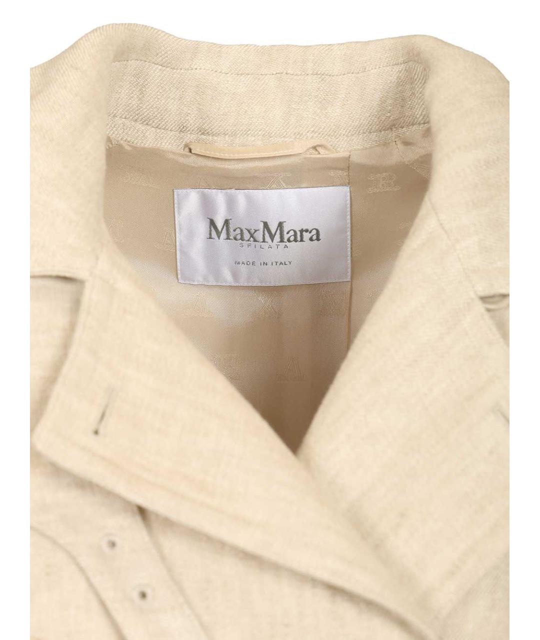 MAX MARA Бежевый льняной тренч/плащ, фото 5