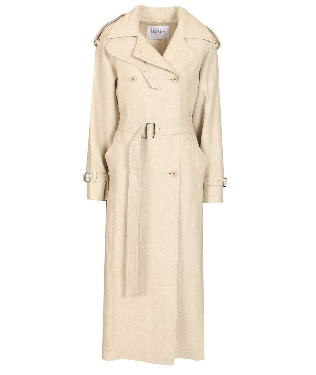 MAX MARA Бежевый льняной тренч/плащ, фото 1