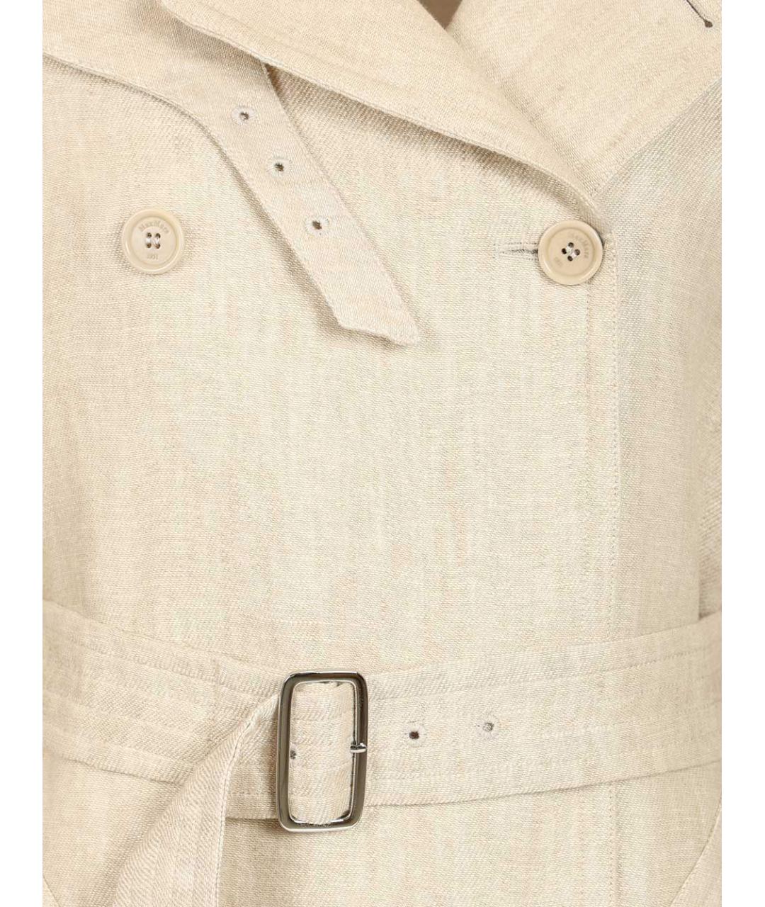 MAX MARA Бежевый льняной тренч/плащ, фото 4