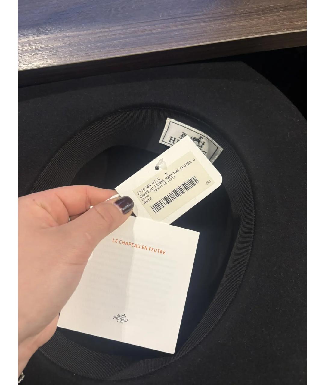 HERMES Черная шерстяная шляпа, фото 3