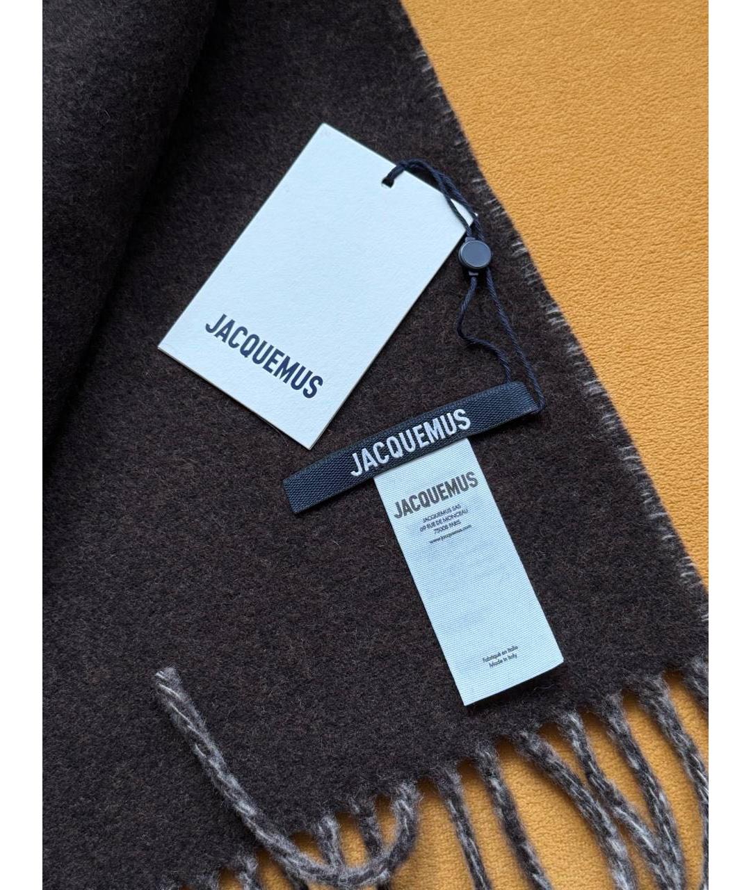 JACQUEMUS Коричневый шерстяной шарф, фото 3