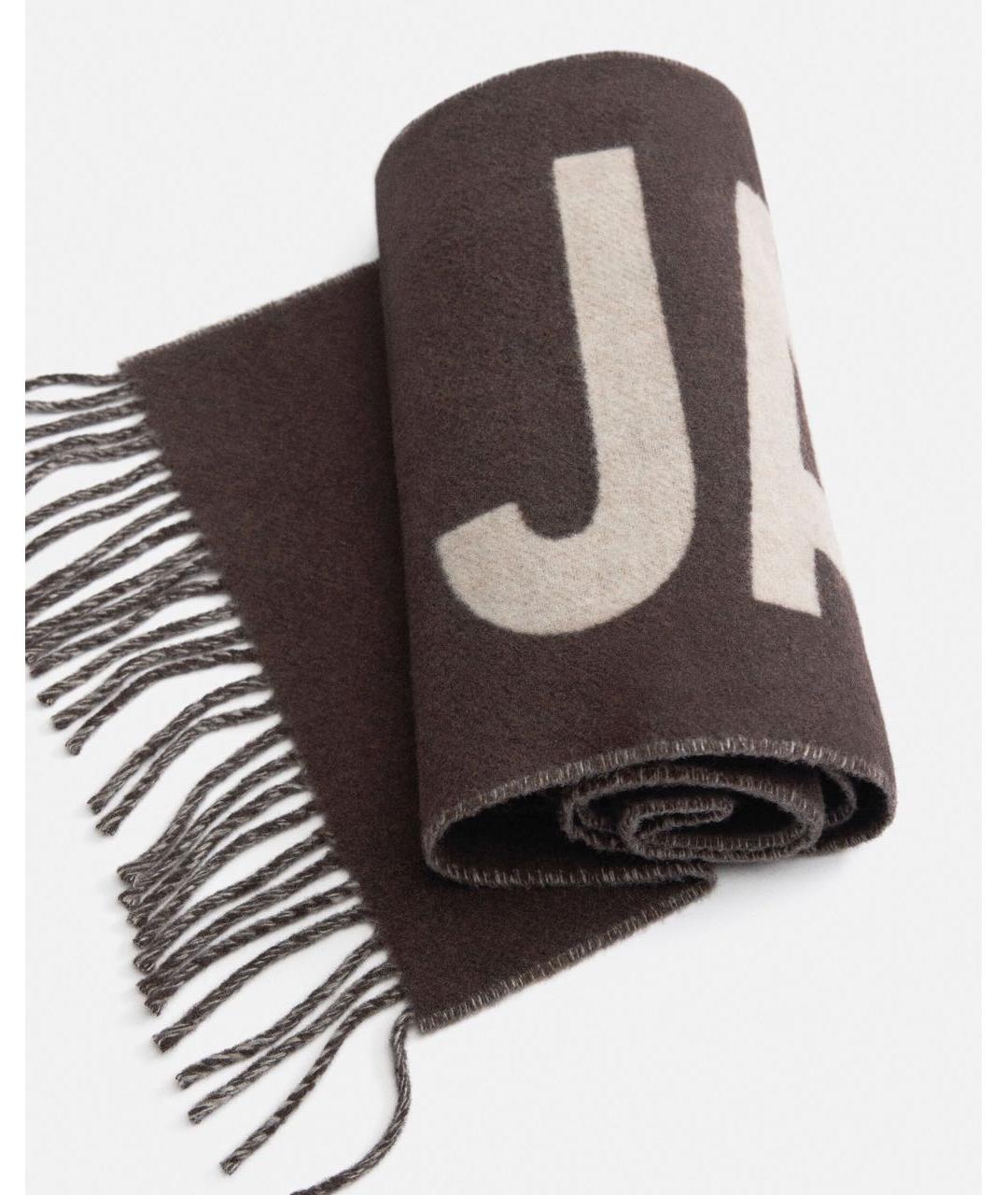 JACQUEMUS Коричневый шерстяной шарф, фото 4