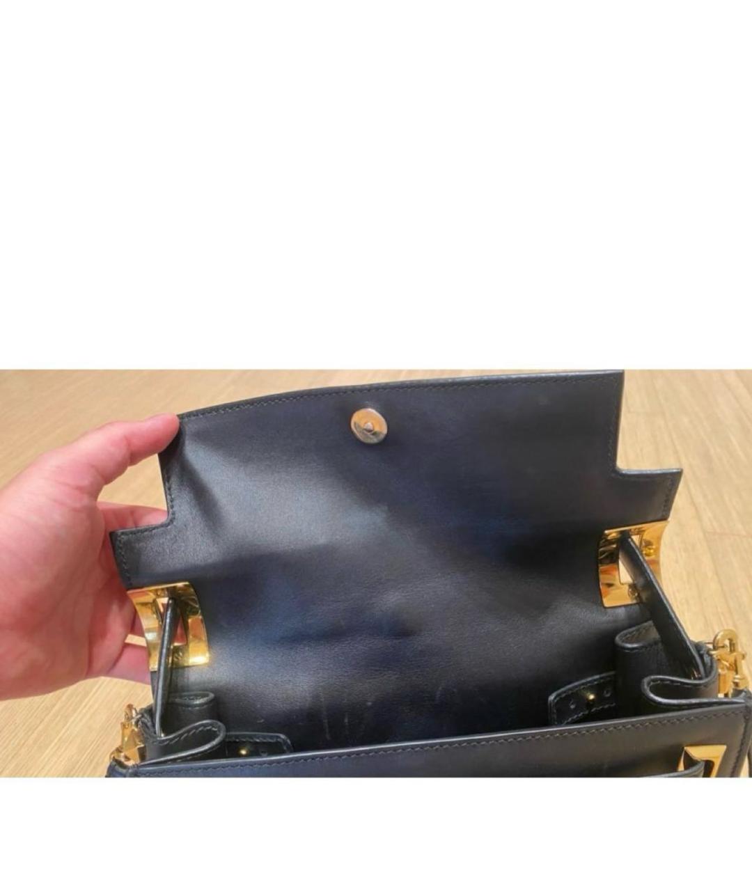 VALENTINO Черная кожаная сумка через плечо, фото 4