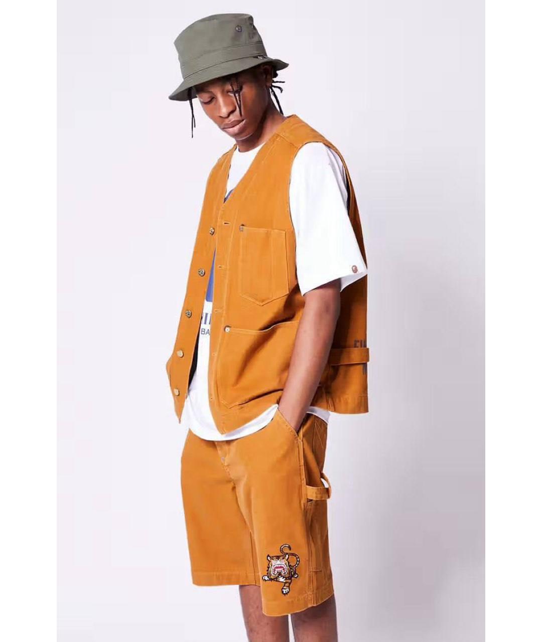 BAPE Коричневый хлопковый жилет, фото 4