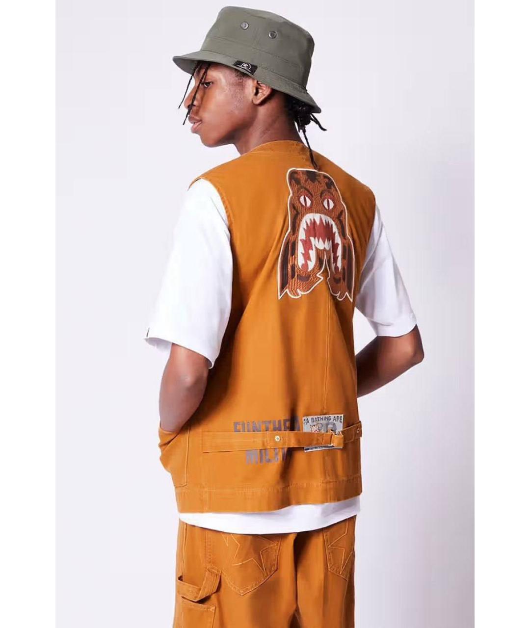 BAPE Коричневый хлопковый жилет, фото 3