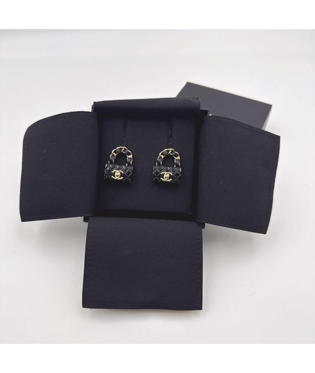 CHANEL Черные серьги, фото 2