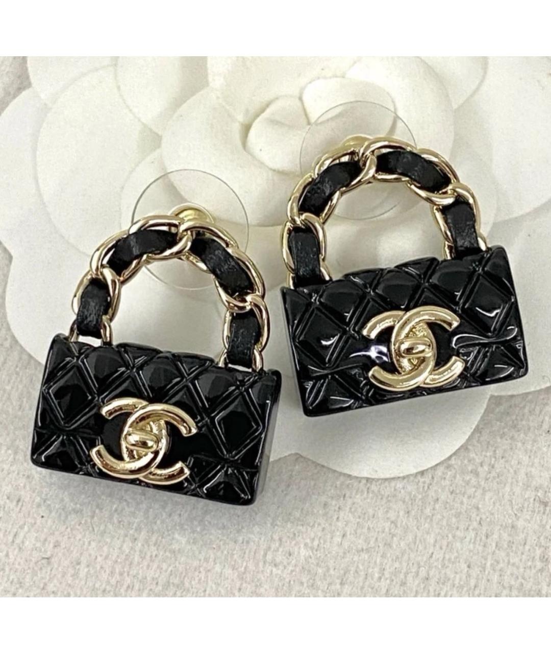 CHANEL Черные серьги, фото 6