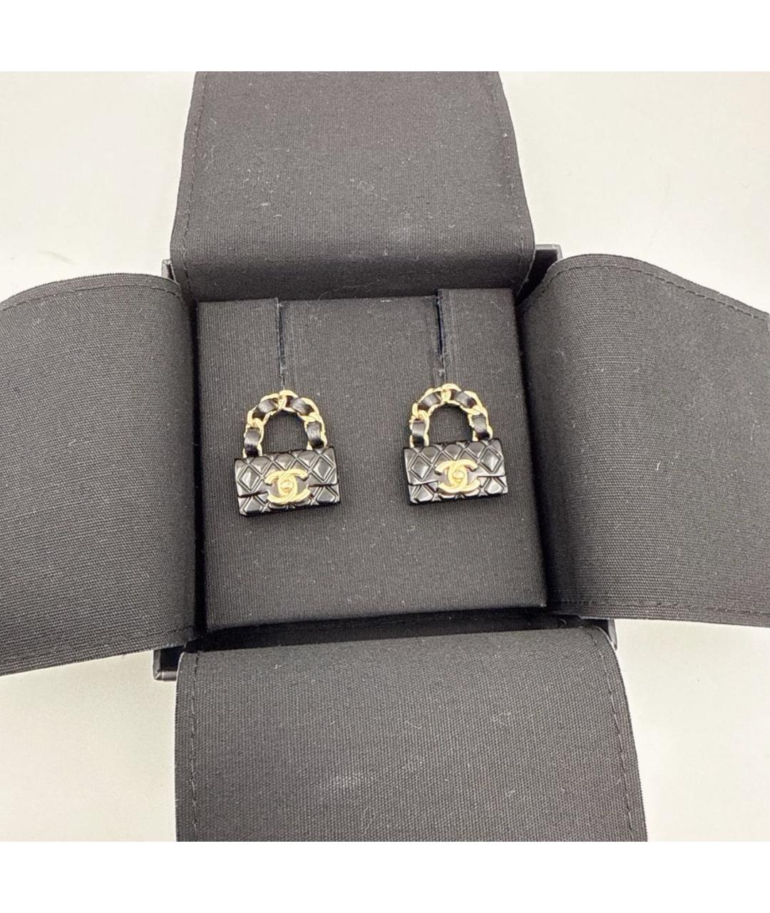 CHANEL Черные серьги, фото 3