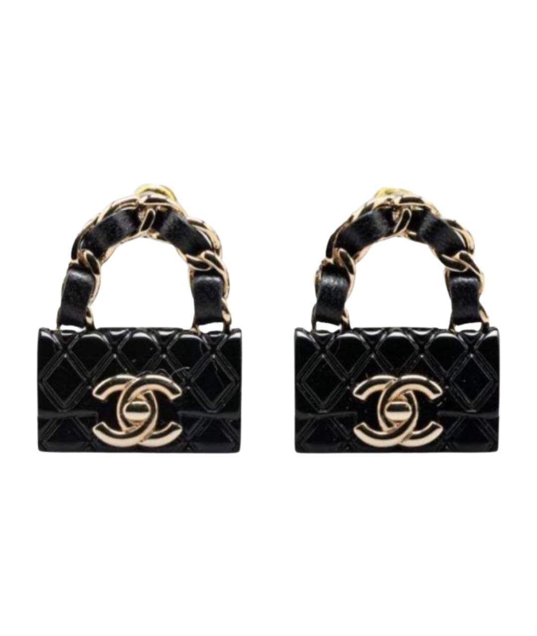 CHANEL Черные серьги, фото 1