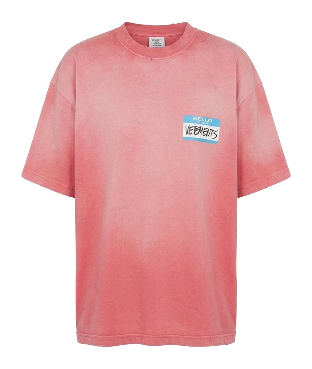 VETEMENTS Коралловая хлопковая футболка, фото 1