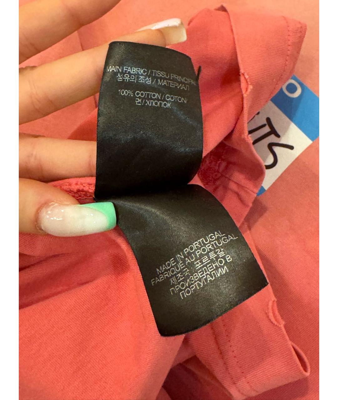 VETEMENTS Коралловая хлопковая футболка, фото 6