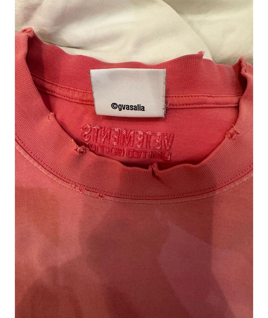 VETEMENTS Коралловая хлопковая футболка, фото 5