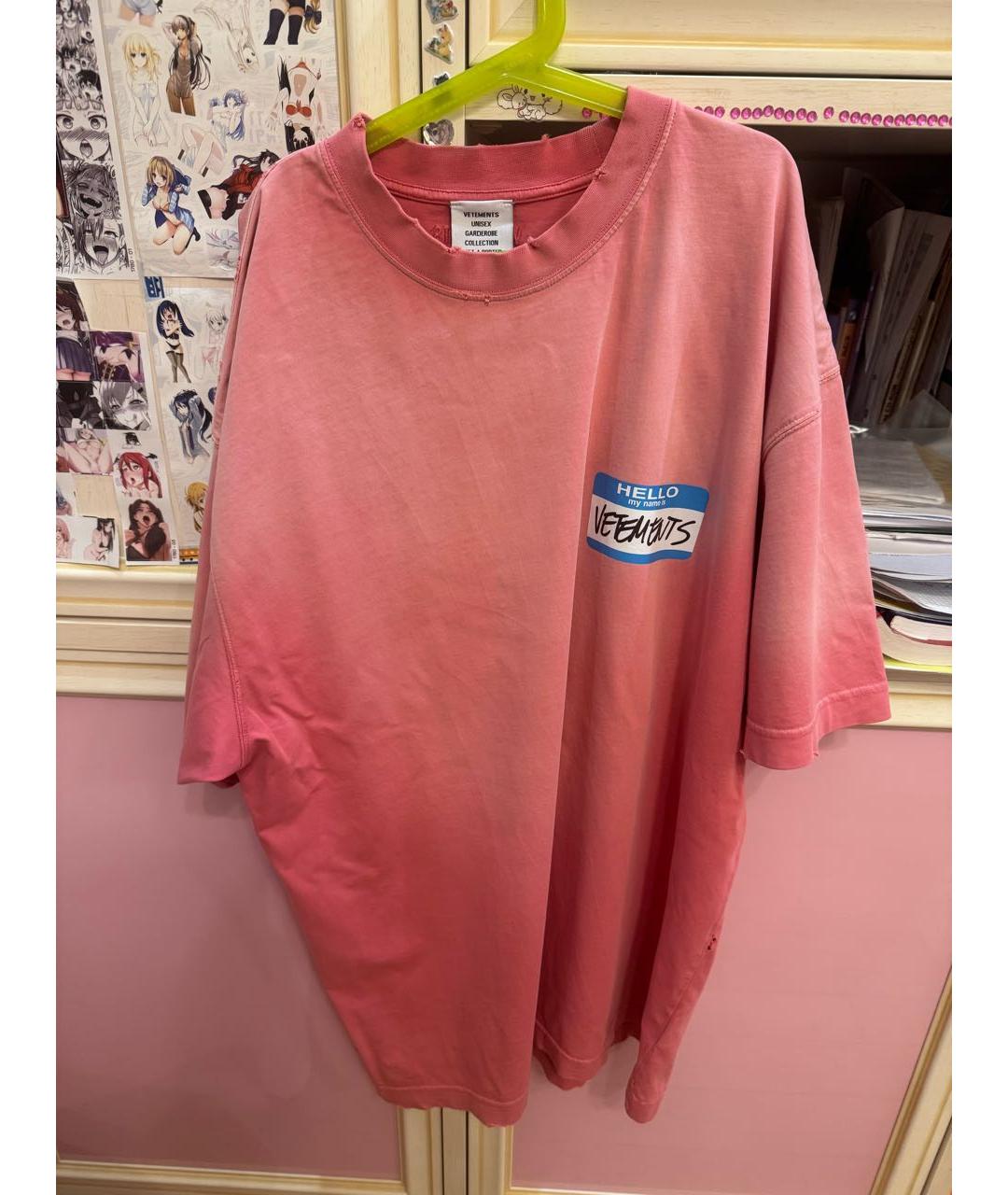 VETEMENTS Коралловая хлопковая футболка, фото 7