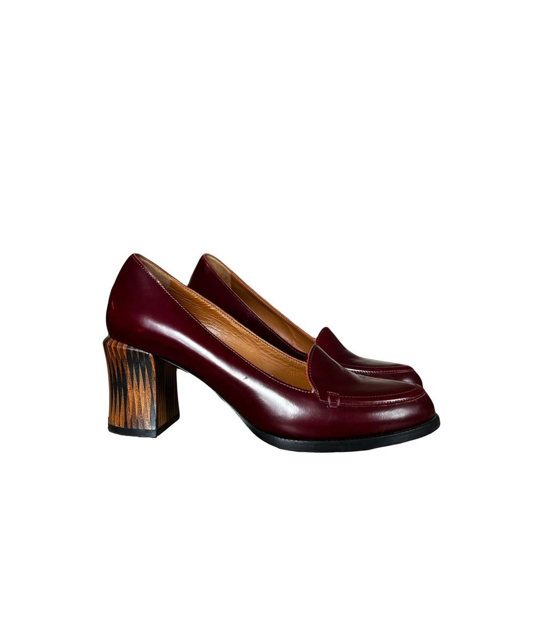 FENDI Бордовые кожаные туфли, фото 4