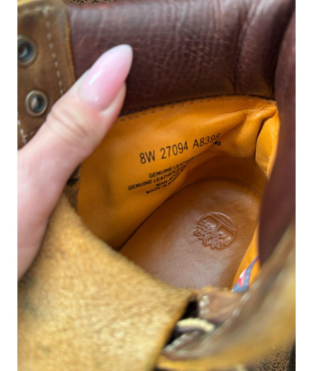 TIMBERLAND Коричневые кожаные высокие ботинки, фото 6