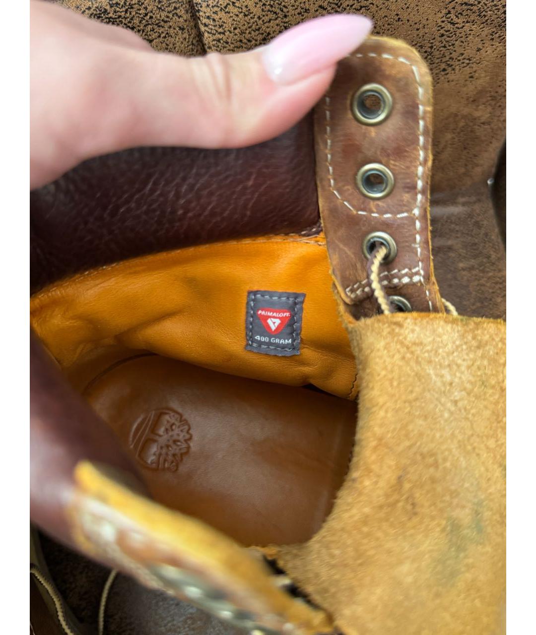 TIMBERLAND Коричневые кожаные высокие ботинки, фото 8