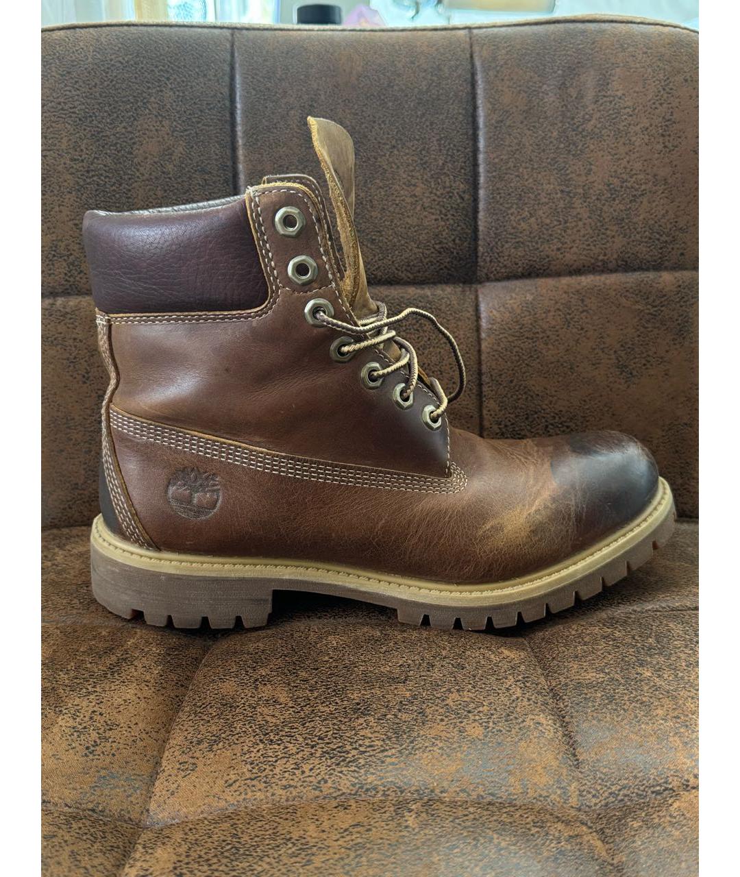 TIMBERLAND Коричневые кожаные высокие ботинки, фото 9