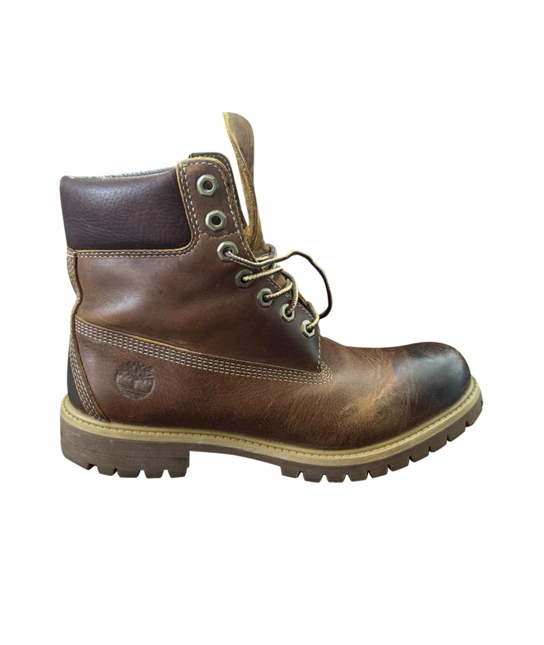 TIMBERLAND Коричневые кожаные высокие ботинки, фото 1