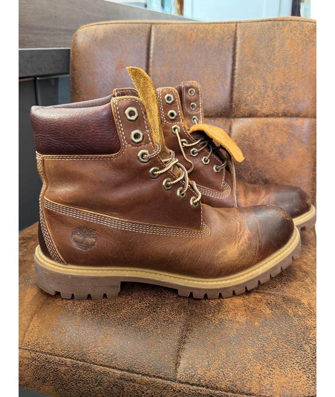 TIMBERLAND Коричневые кожаные высокие ботинки, фото 4