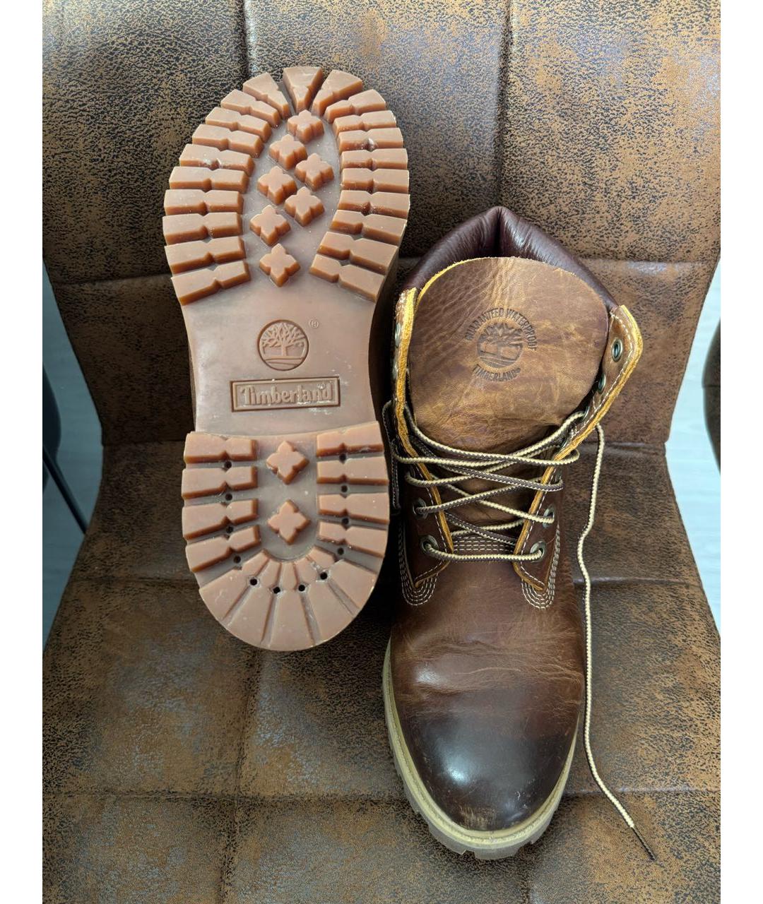 TIMBERLAND Коричневые кожаные высокие ботинки, фото 3