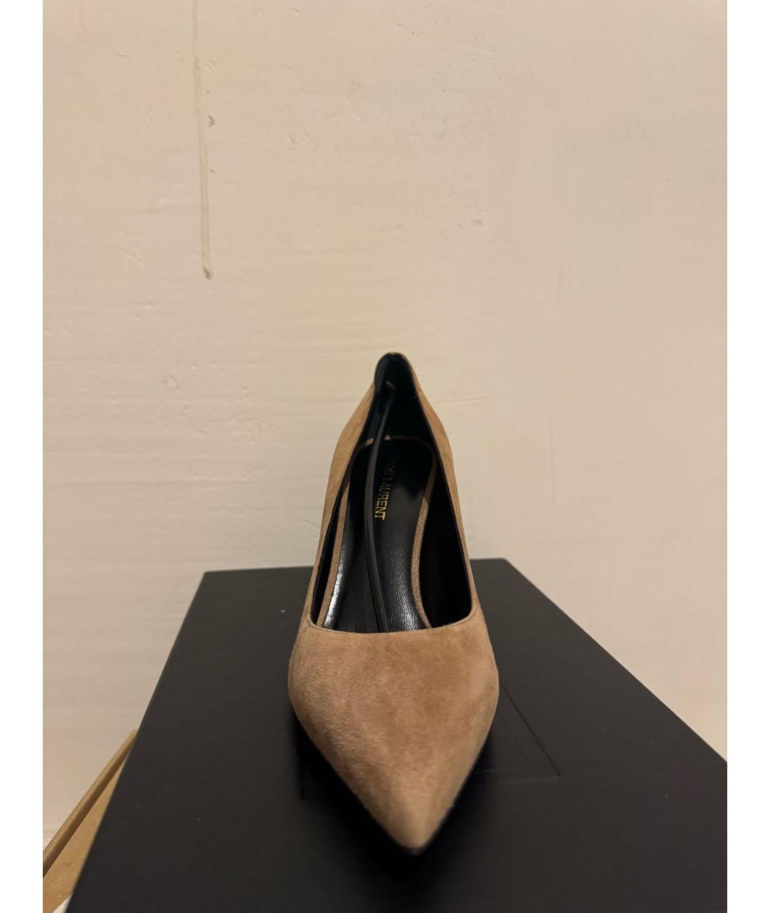 SAINT LAURENT Коричневые замшевые туфли, фото 2