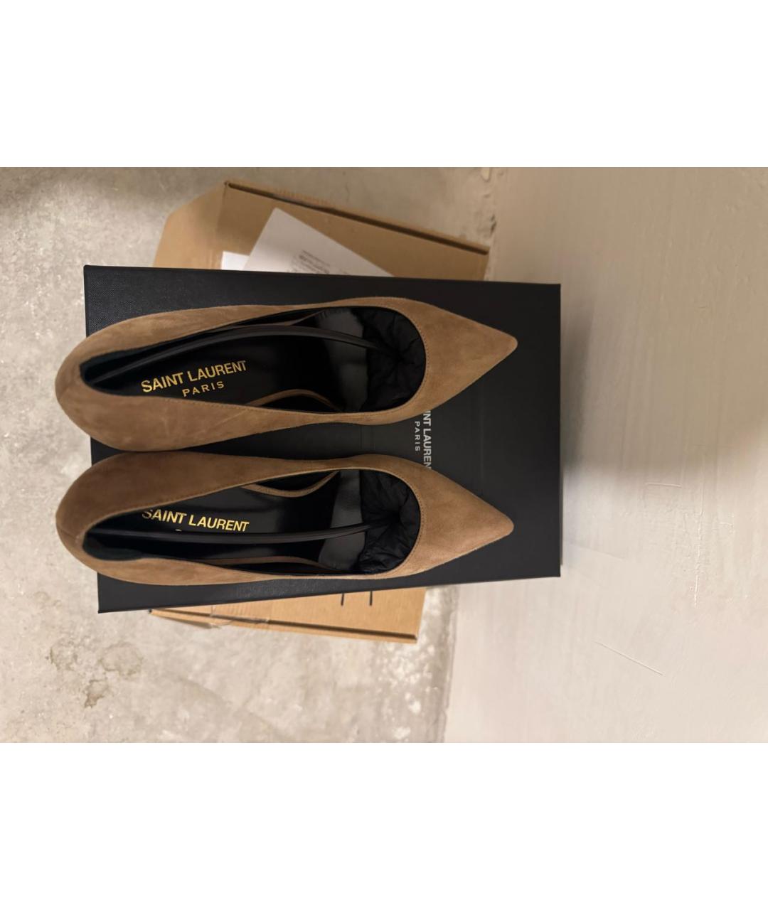 SAINT LAURENT Коричневые замшевые туфли, фото 4