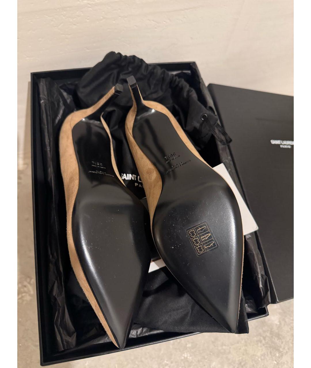 SAINT LAURENT Коричневые замшевые туфли, фото 5