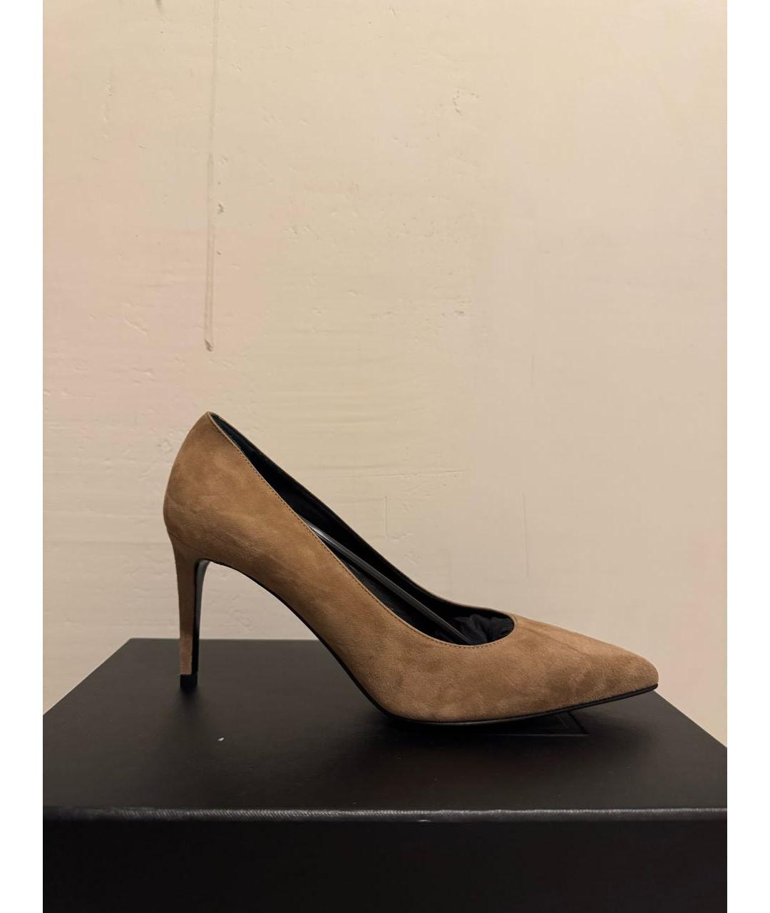 SAINT LAURENT Коричневые замшевые туфли, фото 7