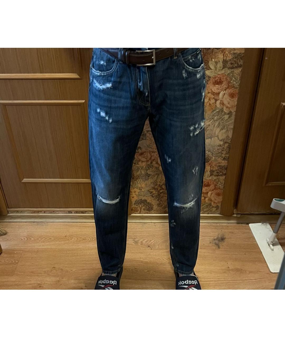 DOLCE&GABBANA Синие хлопковые прямые джинсы, фото 5