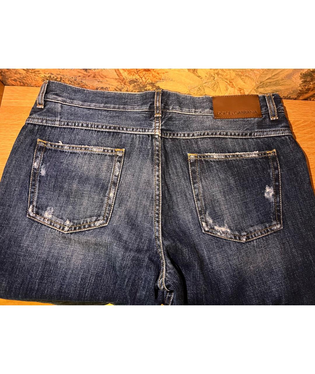 DOLCE&GABBANA Синие хлопковые прямые джинсы, фото 3