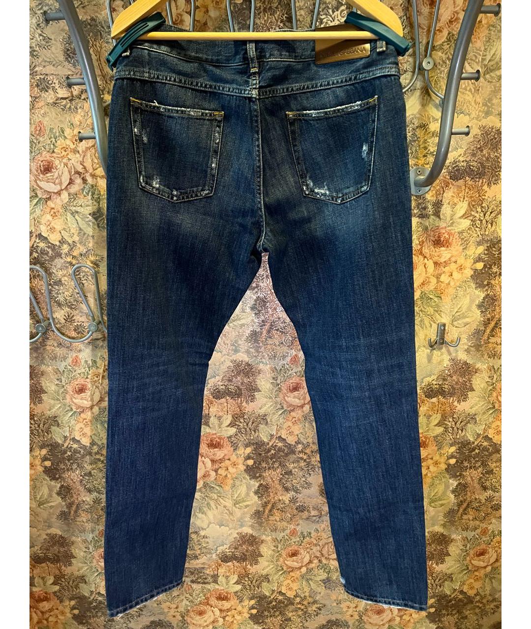 DOLCE&GABBANA Синие хлопковые прямые джинсы, фото 2