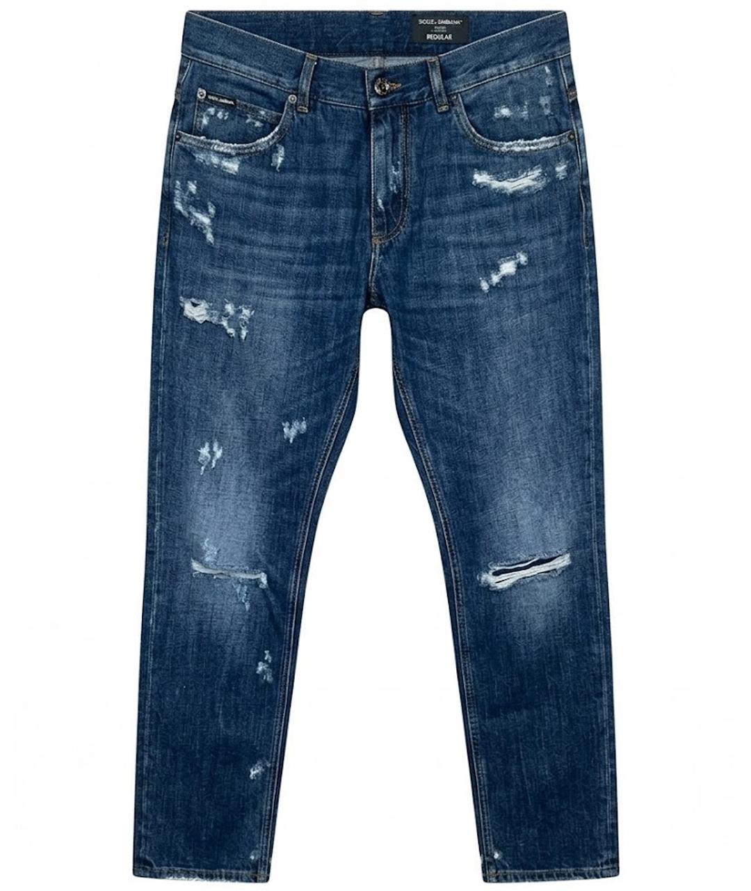 DOLCE&GABBANA Синие хлопковые прямые джинсы, фото 1