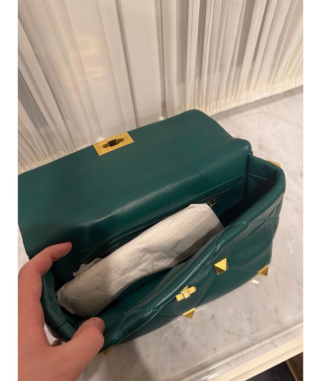 VALENTINO Зеленая кожаная сумка через плечо, фото 3
