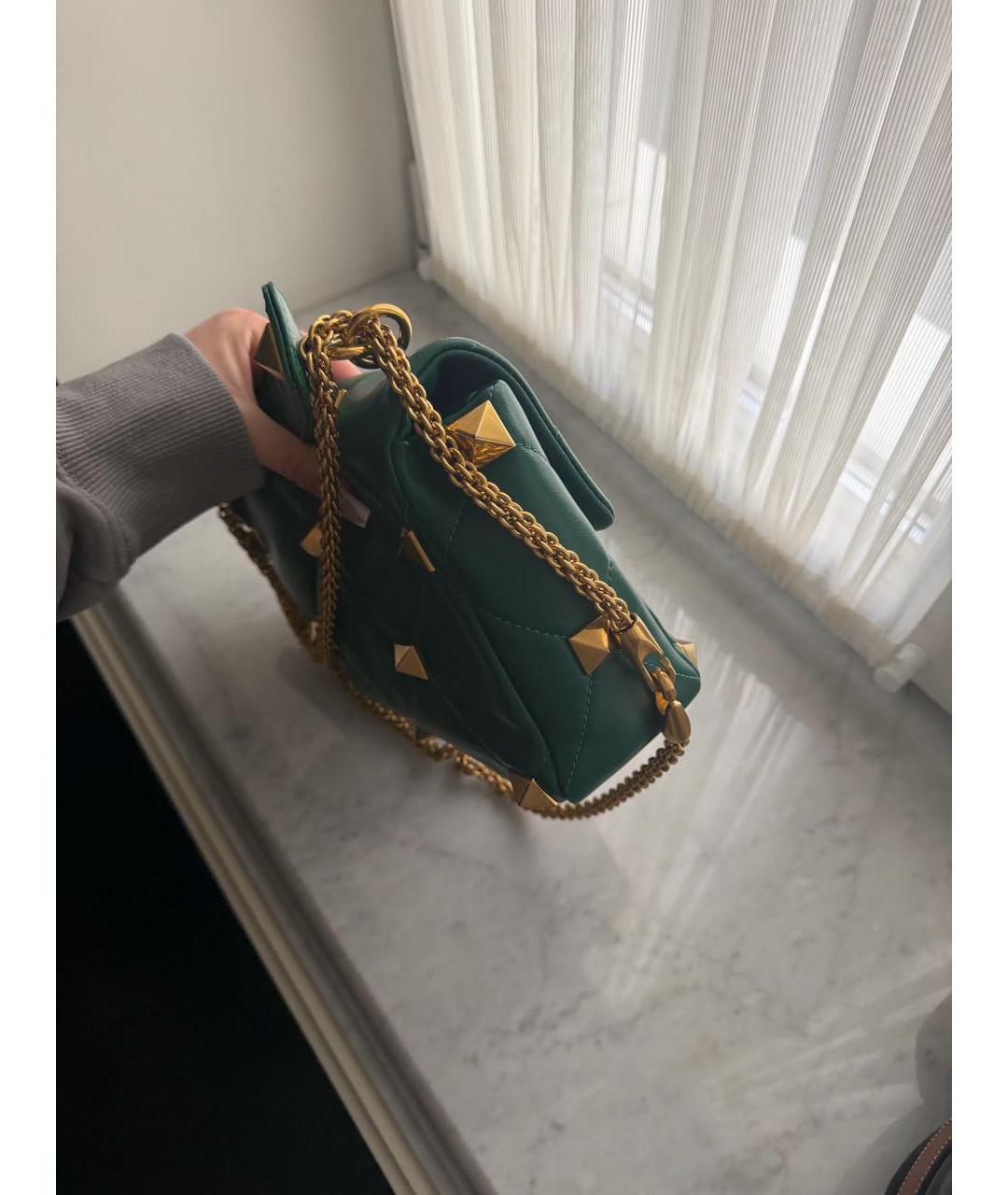 VALENTINO Зеленая кожаная сумка через плечо, фото 2