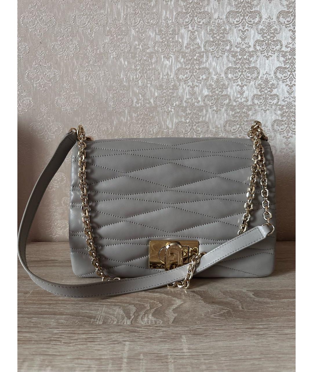 FURLA Бежевая кожаная сумка через плечо, фото 7