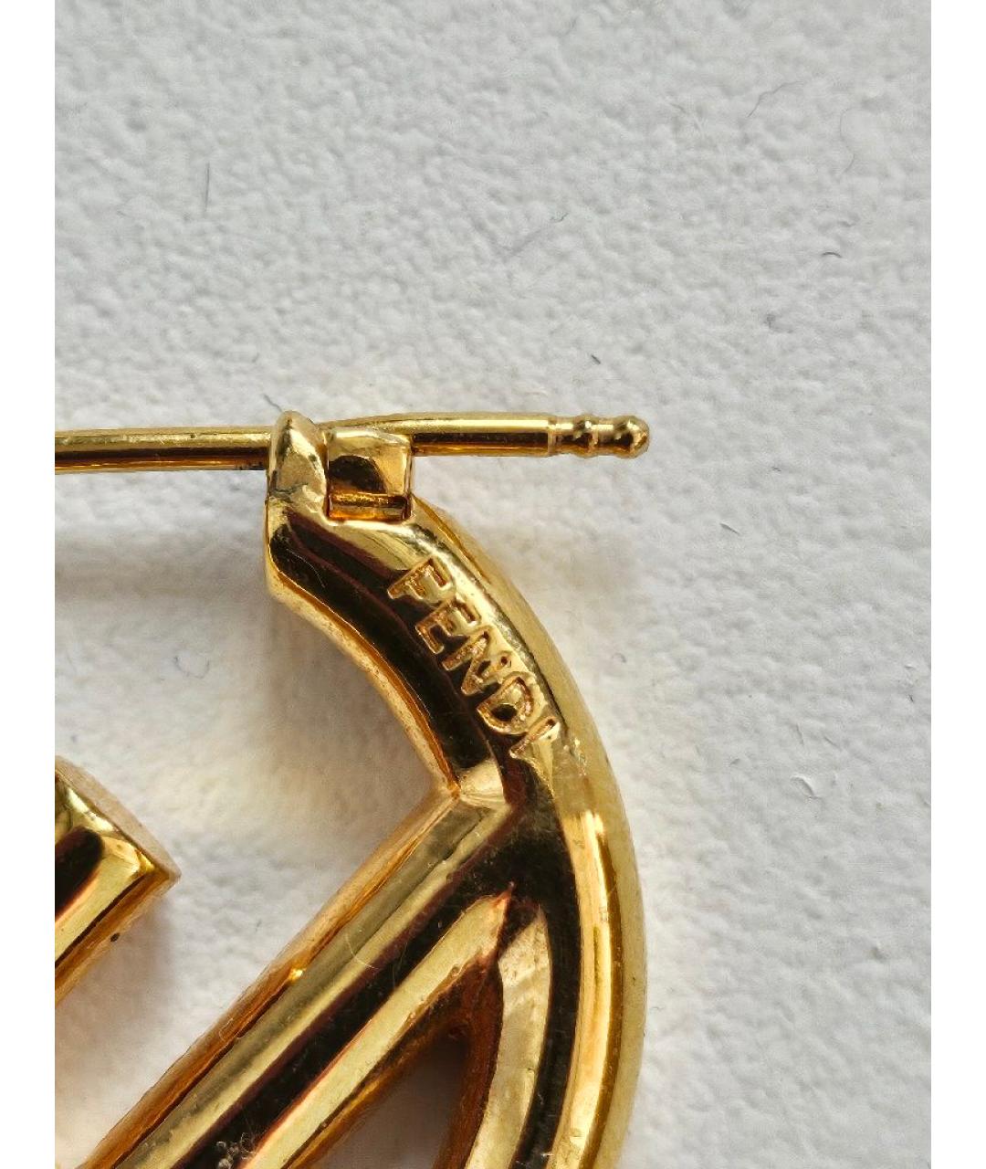 FENDI Золотые металлические серьги, фото 2
