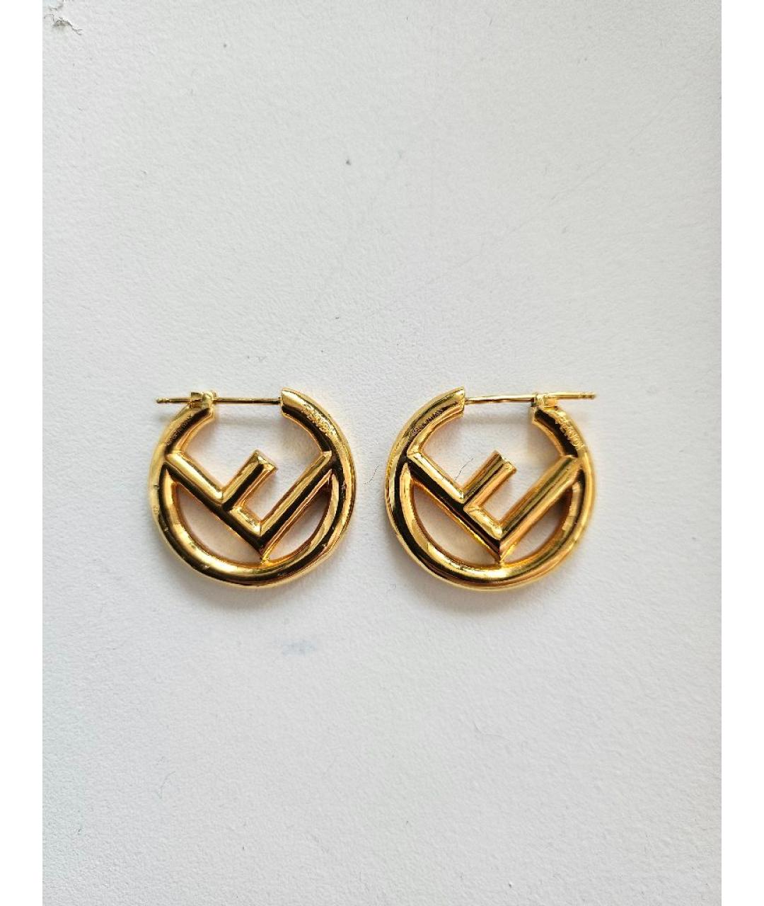 FENDI Золотые металлические серьги, фото 6