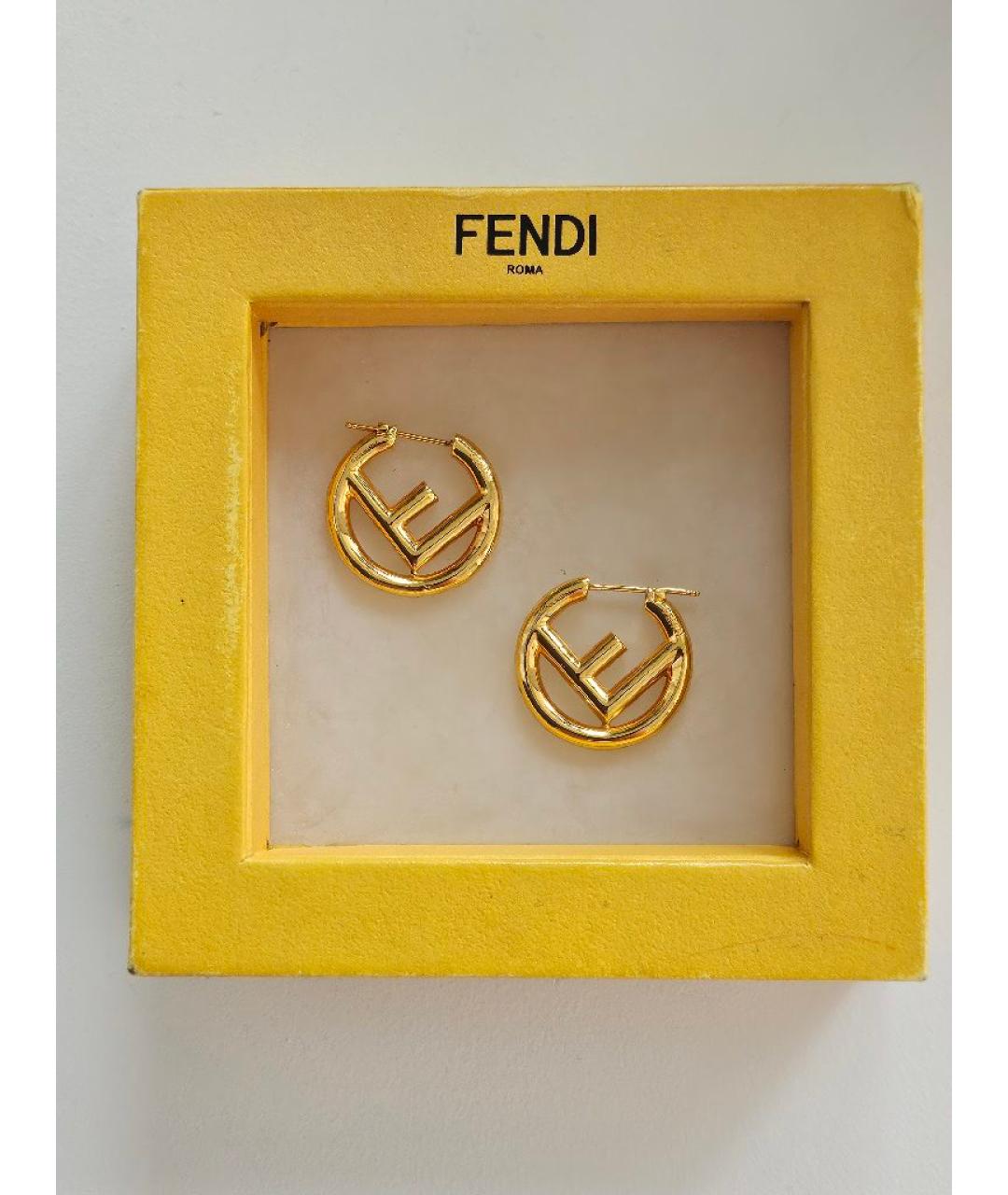 FENDI Золотые металлические серьги, фото 3