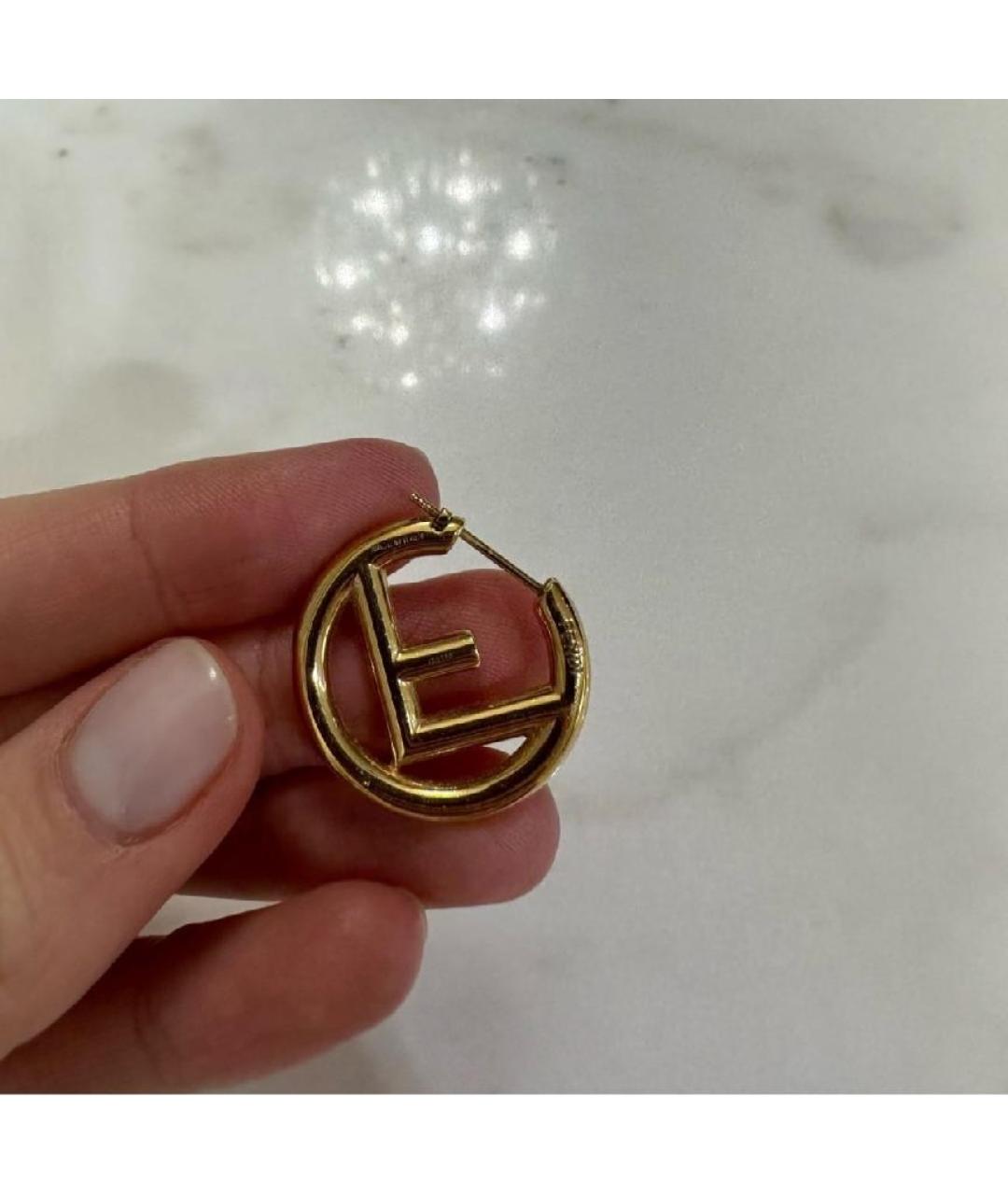 FENDI Золотые металлические серьги, фото 5