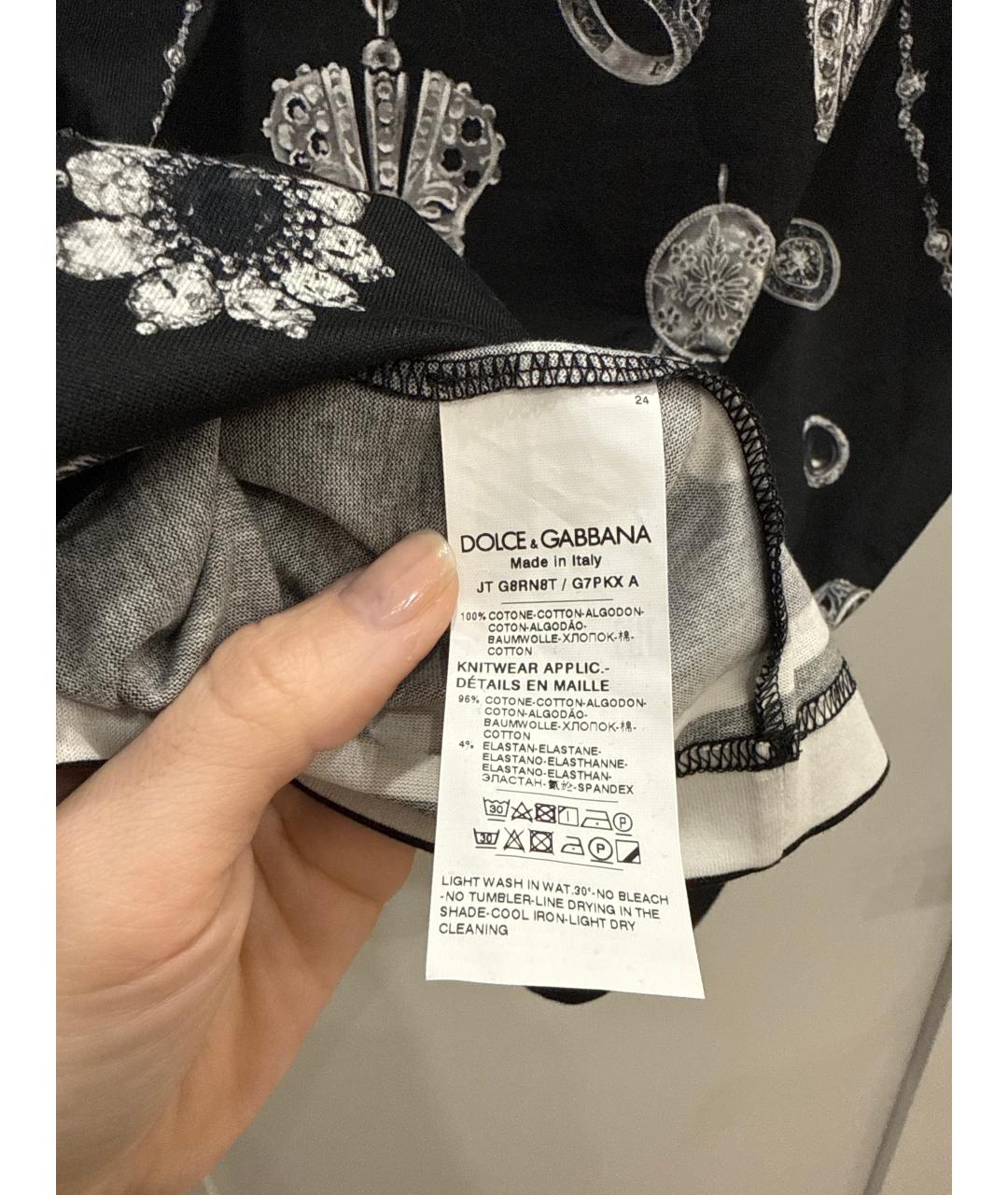 DOLCE&GABBANA Черная хлопковая футболка, фото 3